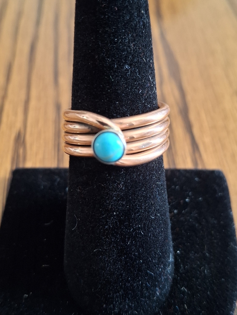 Ring Copper With Turquoise Natural Stone Size 6